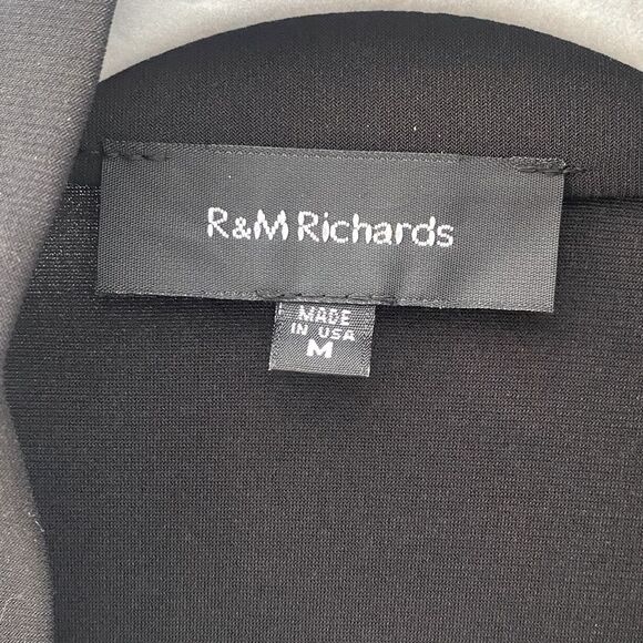 R&M Richards Black Beaded Shrug Women’s M Embellished Open Front Cardigan Jacket - Picture 3 of 9